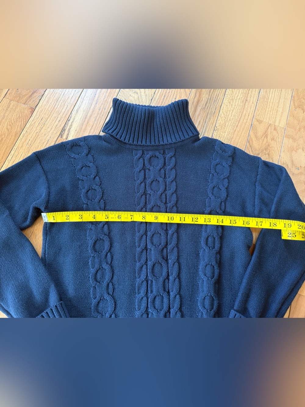 LL Bean Sweater Fisherman Cable Knit Turtleneck Pullover Navy Women’s Size XS - Picture 13 of 13